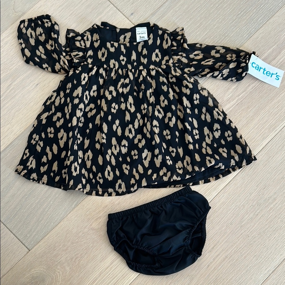 Carter's Black and Tan Leopard Print Baby Dress